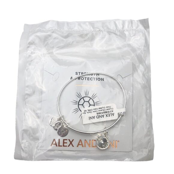 NEW Alex and Ani Birthstone Bracelet Bangle April Clear Crystal Charms Silver - Picture 5 of 6